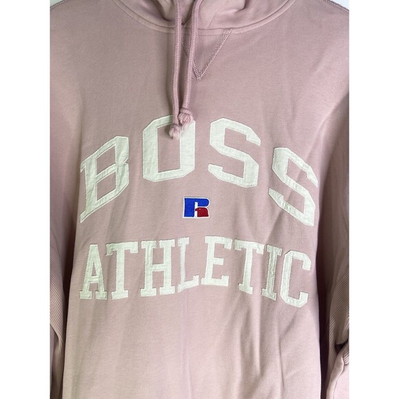 Hugo Boss x Russell Athletic Pink Salmon Pullover Sweatshirt Hoodie Mens Size L - Picture 2 of 13